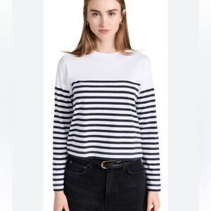 AYR White and Black Striped Sweatshirt